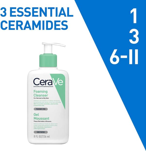CeraVe Foaming Cleanser for Normal to Oily Skin with Niacinamide and 3 Essential Ceramides - Image 4