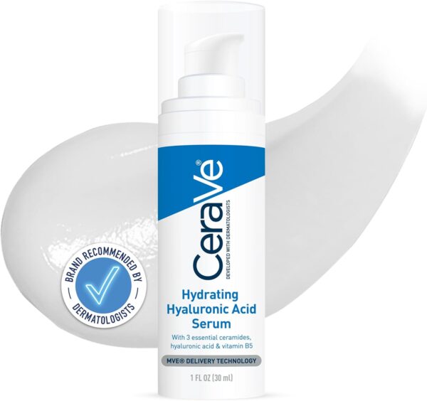 CeraVe Hydrating Hyaluronic Acid Serum, Face, With 3 essential ceramides & vitamin B5, For all skin types, 30 ml/1 oz - Image 4