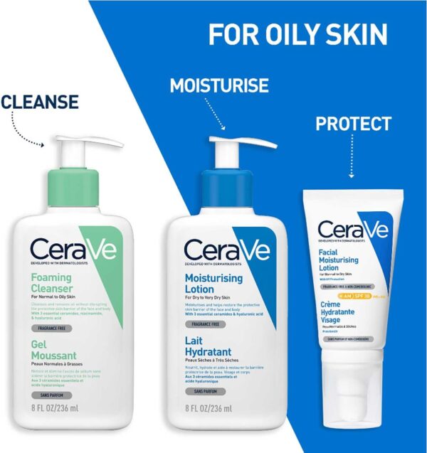 CeraVe Foaming Cleanser for Normal to Oily Skin with Niacinamide and 3 Essential Ceramides - Image 2