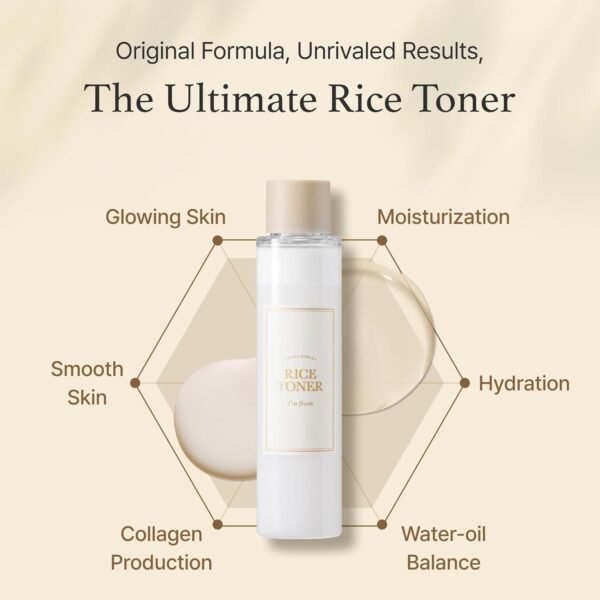 I'm from Rice Toner, Milky Toner for Glowing Skin, Korean Rice, Glow Essence with Niacinamide, Hydrating for Dry, Dull, Combination Skin, Vegan, Fragrance Free, Glass Skin 5.07 Fl Oz - Image 2