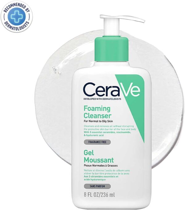 CeraVe Foaming Cleanser for Normal to Oily Skin with Niacinamide and 3 Essential Ceramides - Image 8