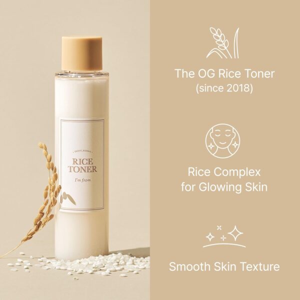 I'm from Rice Toner, Milky Toner for Glowing Skin, Korean Rice, Glow Essence with Niacinamide, Hydrating for Dry, Dull, Combination Skin, Vegan, Fragrance Free, Glass Skin 5.07 Fl Oz - Image 9