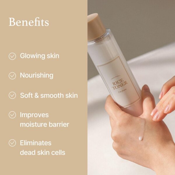 I'm from Rice Toner, Milky Toner for Glowing Skin, Korean Rice, Glow Essence with Niacinamide, Hydrating for Dry, Dull, Combination Skin, Vegan, Fragrance Free, Glass Skin 5.07 Fl Oz - Image 5